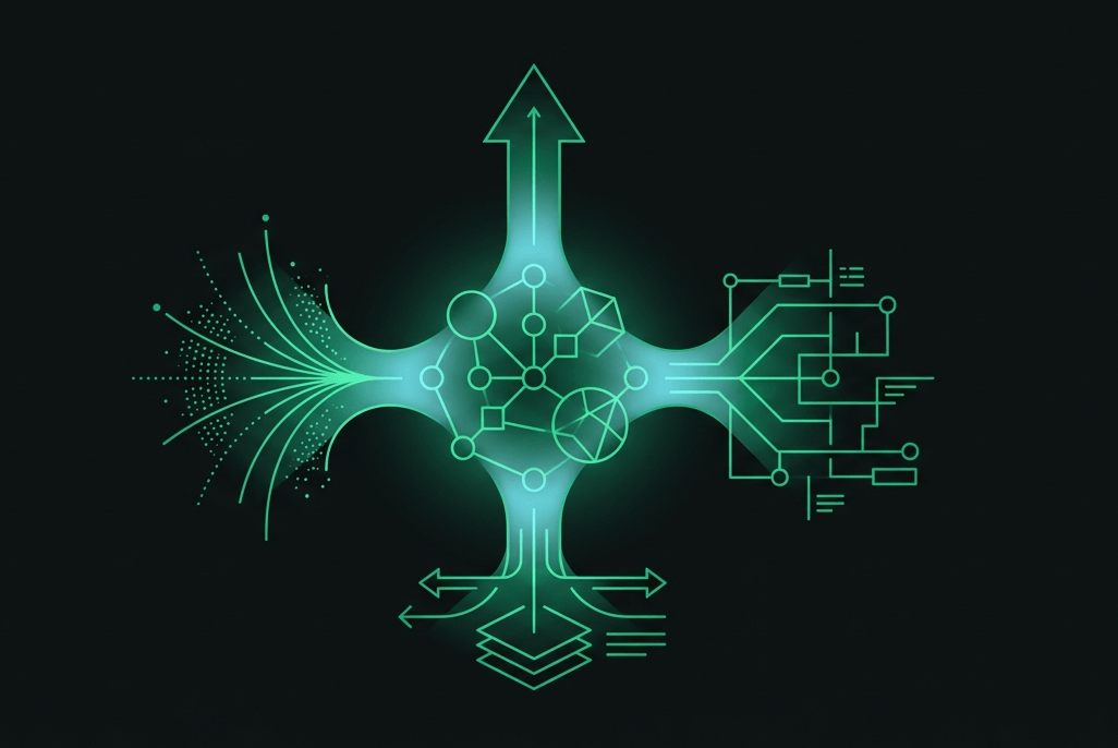 Illustration of the AI Product Manager role: deciding what an AI product should do and for whom, and steering it from idea to launch between users, business goals, and the build team.