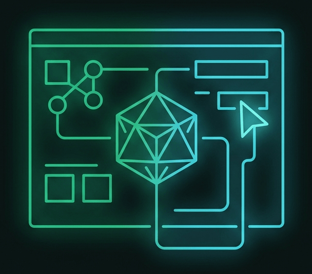 Illustration of computer use: an AI model operating a computer the way a person does, looking at the screen and clicking and typing to complete a task.