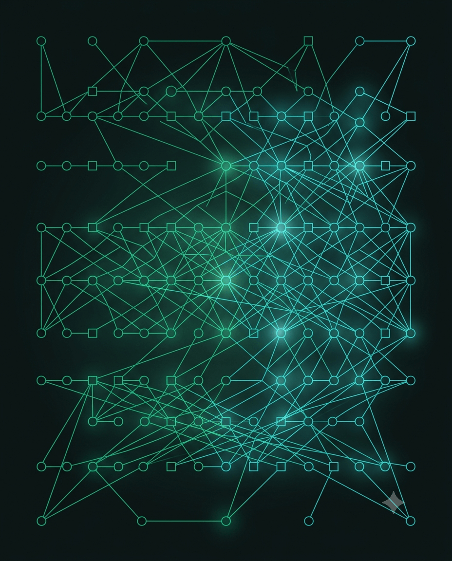 Illustration of a large language model: a system trained on vast amounts of text that predicts the next piece of language one step at a time.