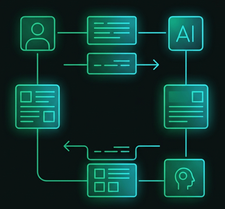 Illustration of the Messages API: a stable endpoint that takes a model, a conversation, and settings, and returns the model's next response to an application.